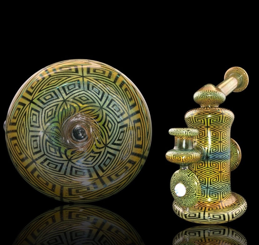 OG Tubes Gold and Silver fume Geometric Pattern Kickback Dab Rig