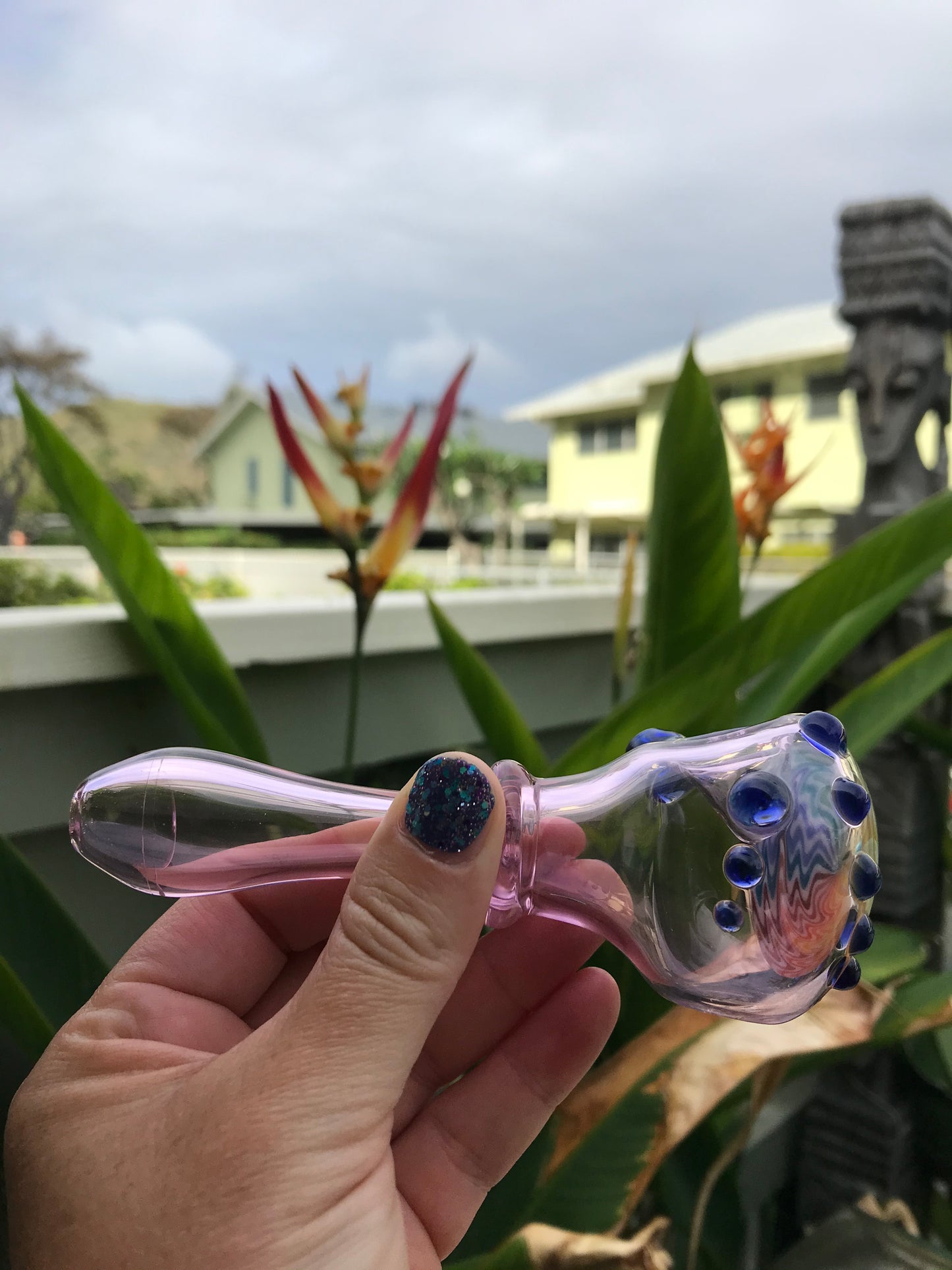 Pink and Rainbow Spoon Pipe