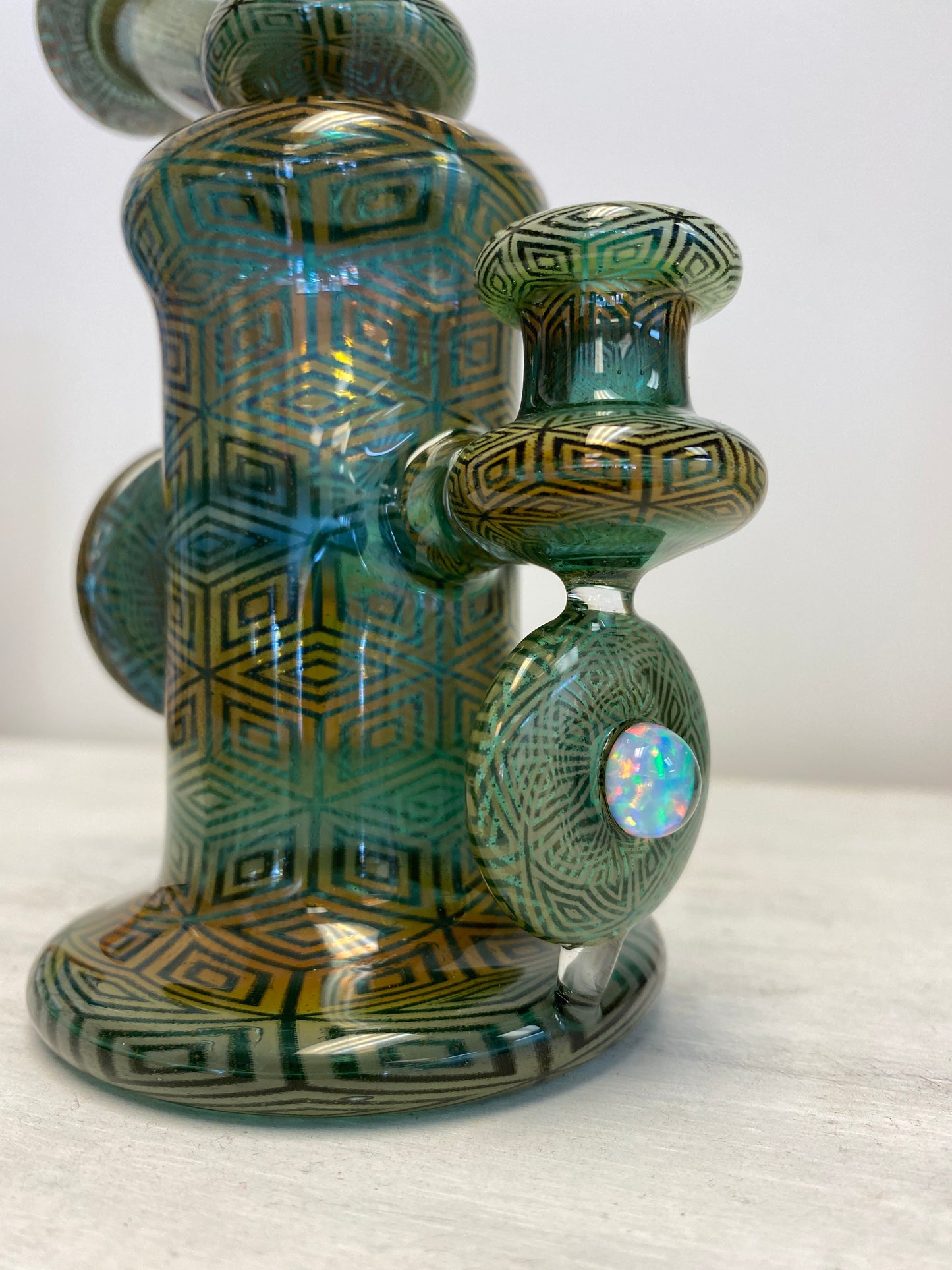 OG Tubes Gold and Silver fume Geometric Pattern Kickback Dab Rig
