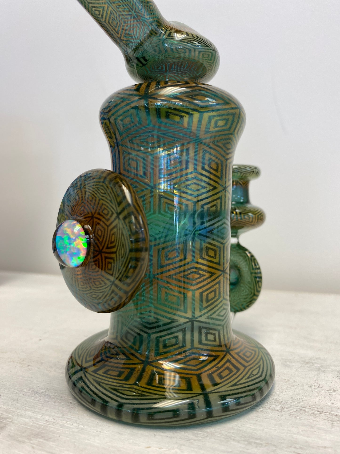 OG Tubes Gold and Silver fume Geometric Pattern Kickback Dab Rig