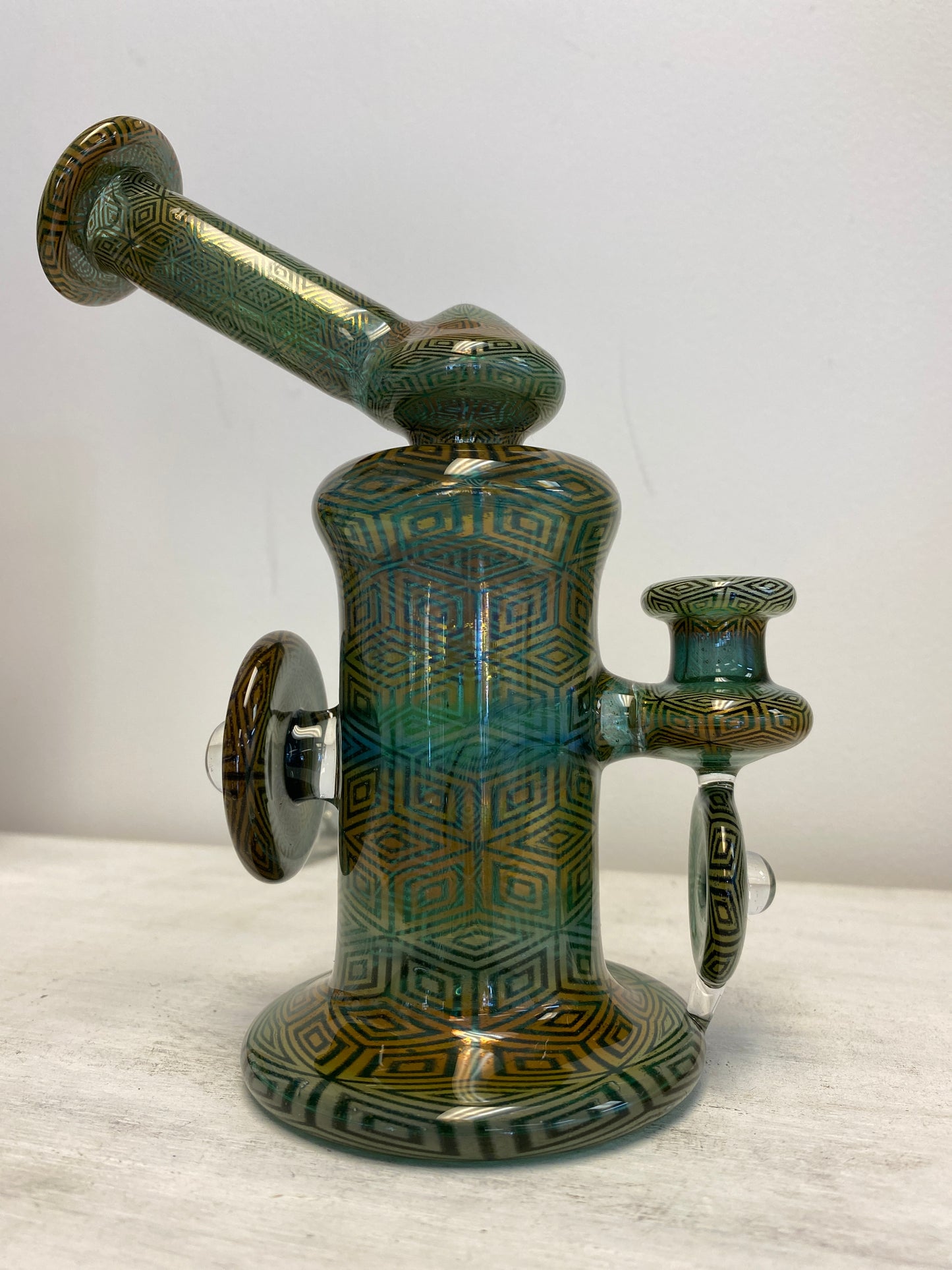 OG Tubes Gold and Silver fume Geometric Pattern Kickback Dab Rig