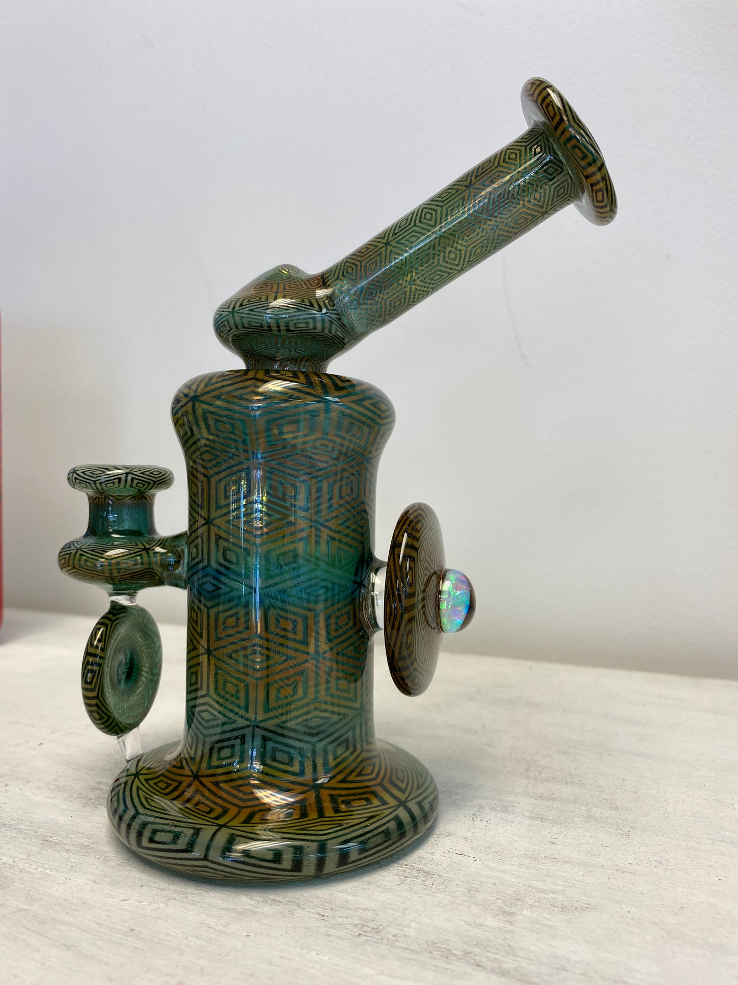 OG Tubes Gold and Silver fume Geometric Pattern Kickback Dab Rig
