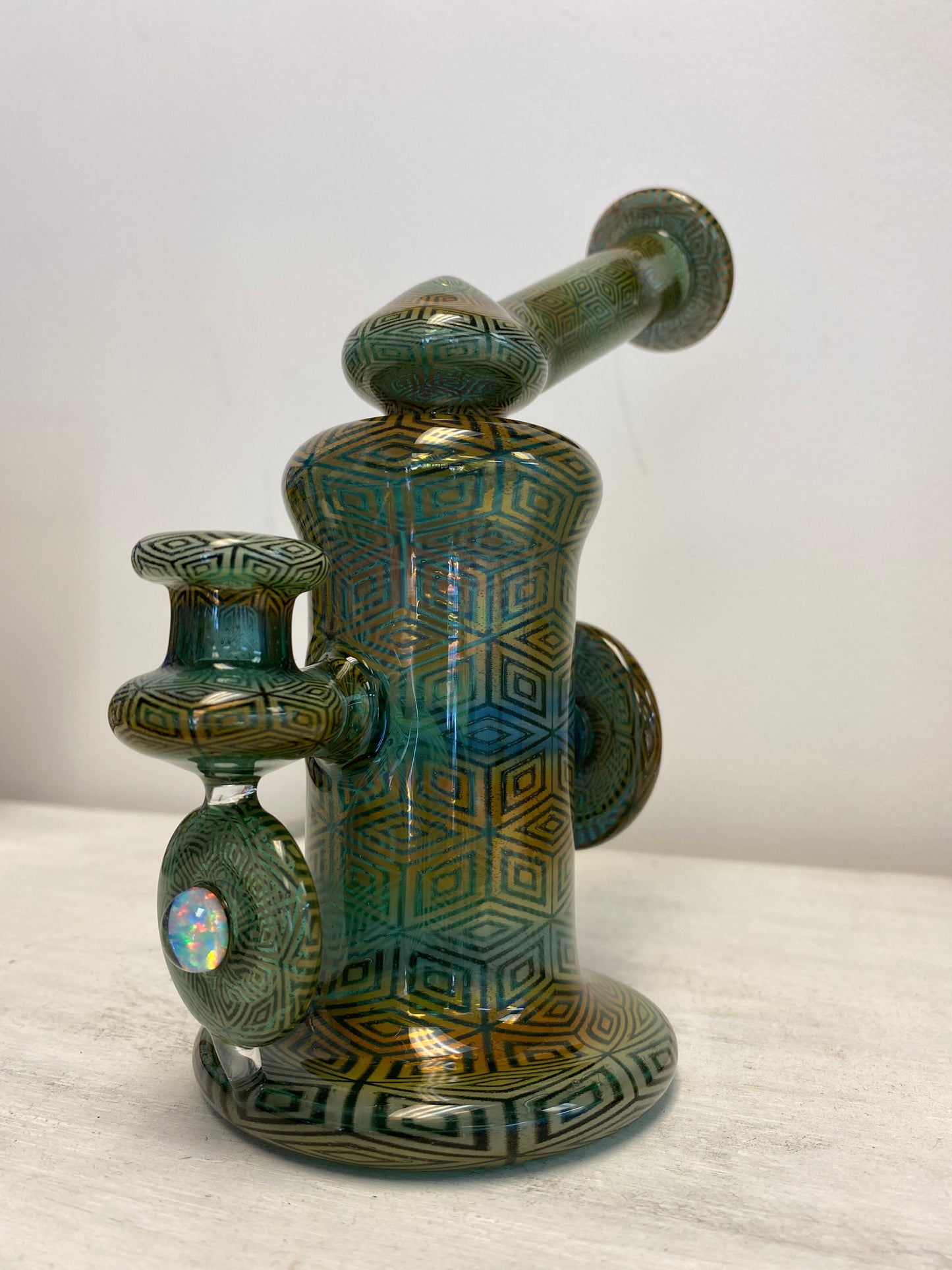 OG Tubes Gold and Silver fume Geometric Pattern Kickback Dab Rig