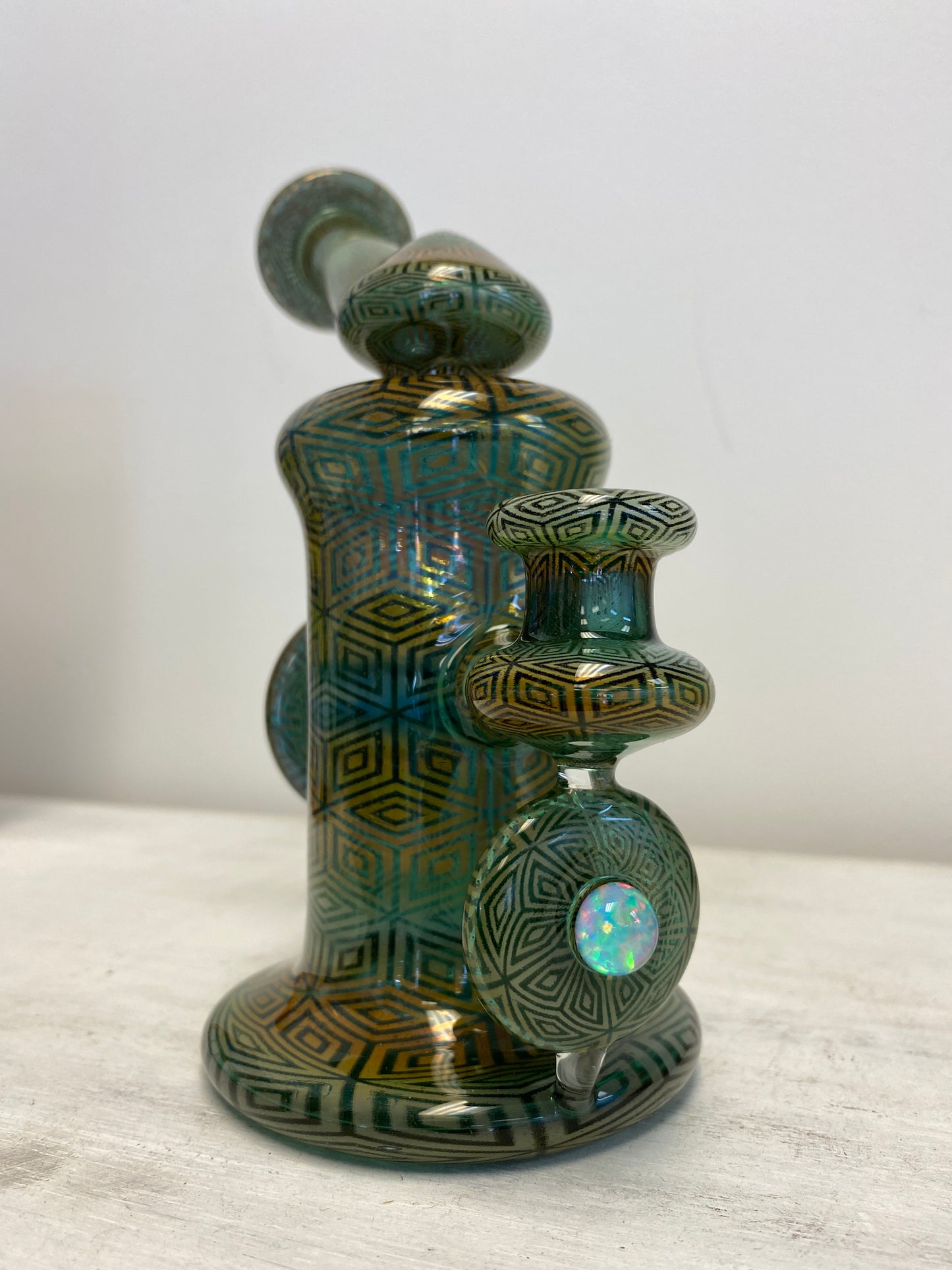OG Tubes Gold and Silver fume Geometric Pattern Kickback Dab Rig