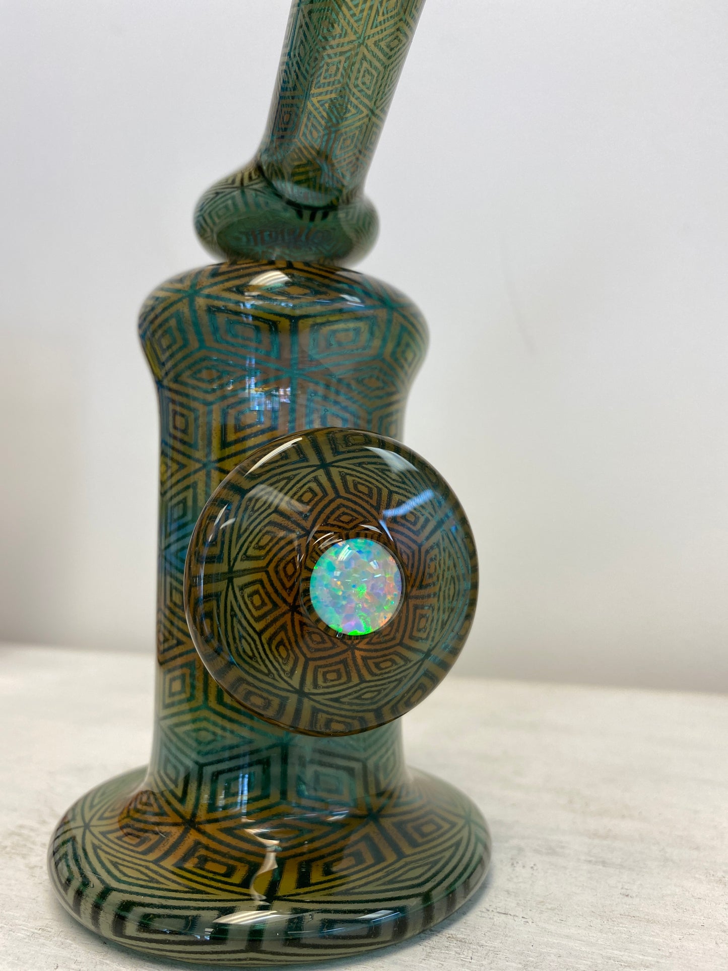 OG Tubes Gold and Silver fume Geometric Pattern Kickback Dab Rig